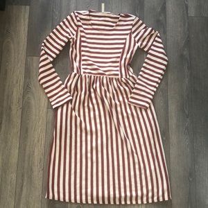 Orange creek burgundy striped long sleeve dress